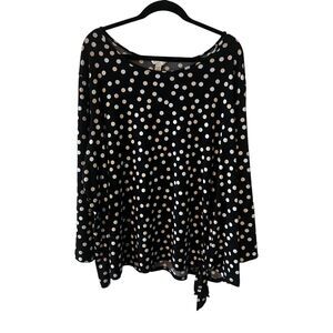 Est. 1946 Black Cream‎ Polka Dot Plus Size 26/28W Blouse Side Tie Workwear